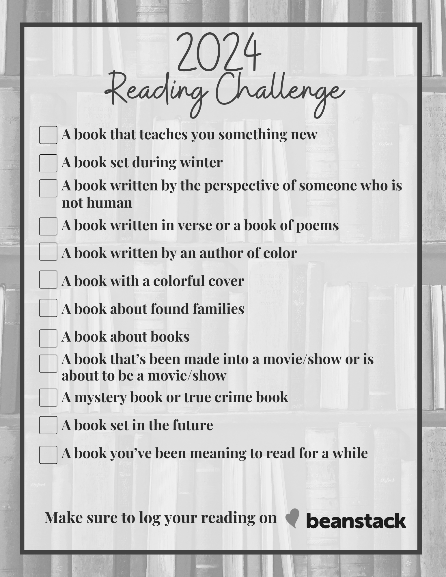 2024 12 book reading challenge