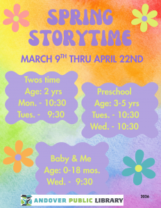 Spring Storytime 2026 Flyer